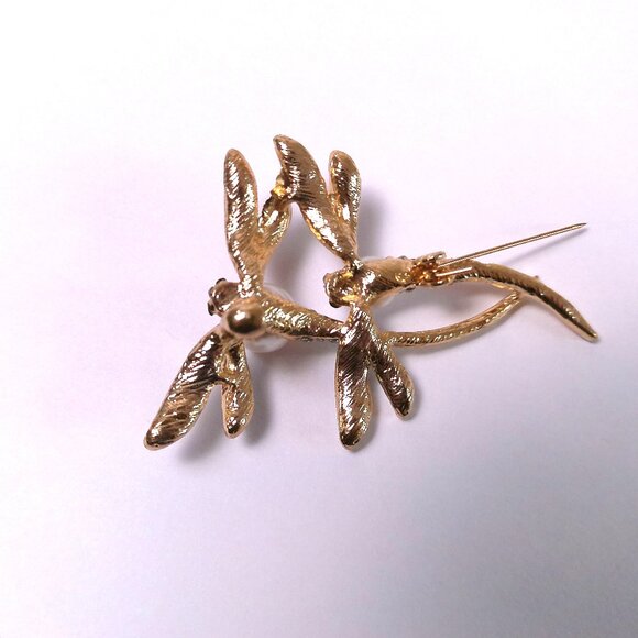 Brooch Dragonflies rhinestones pearly beads sparkly fashion accessories - Picture 4 of 4